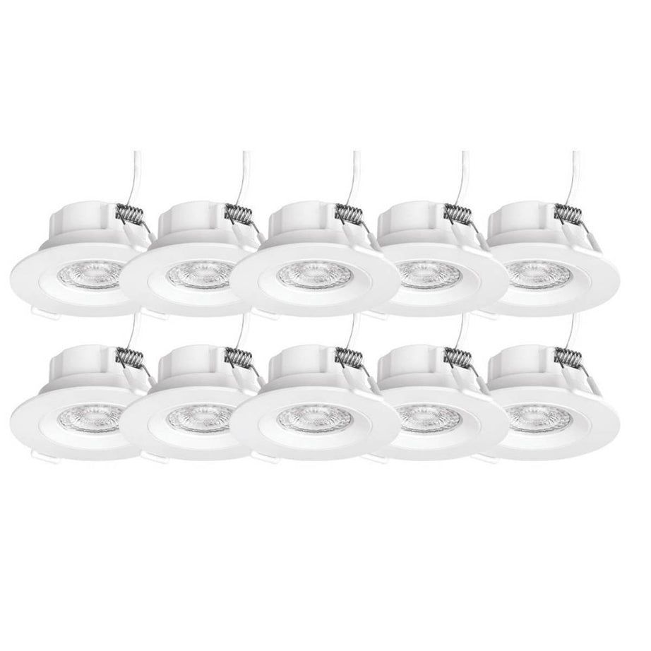 4lite Downlights LED Warm White Round Matt White Compact Triac Dimmable 10 Pack - Image 1