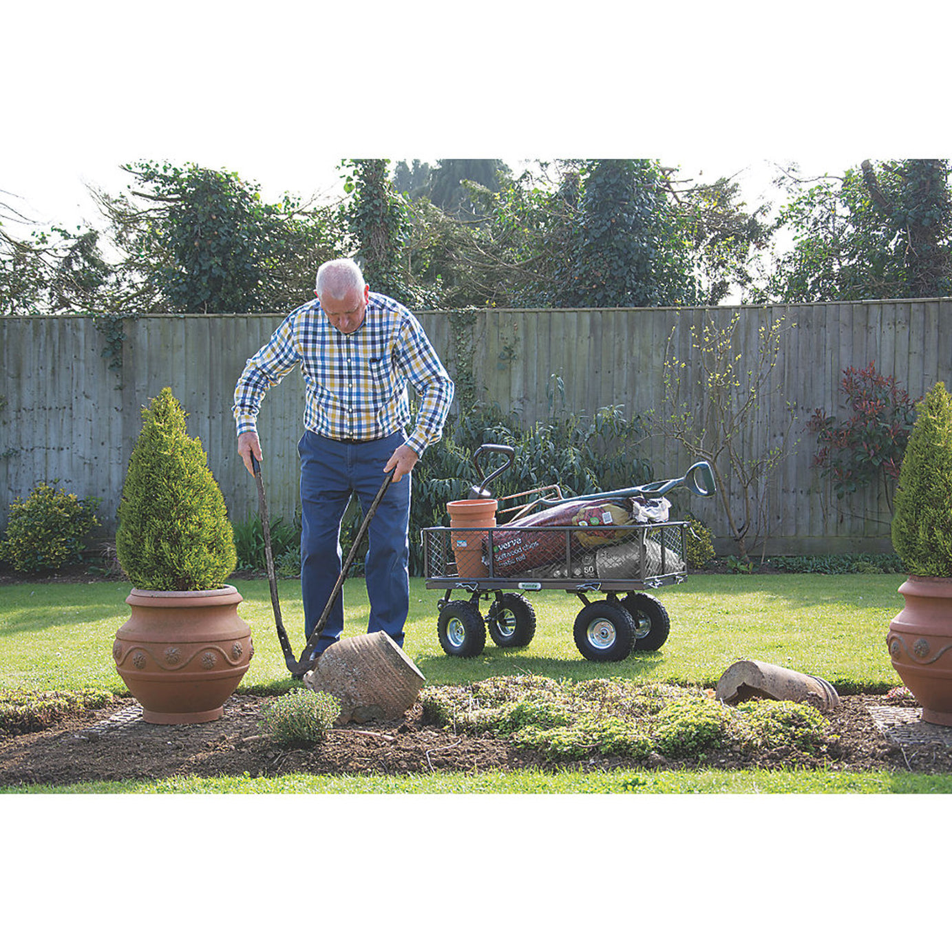 Handy Garden Trolley Small Wheeled Portable Up To 200kg Load Removable Sides - Image 2
