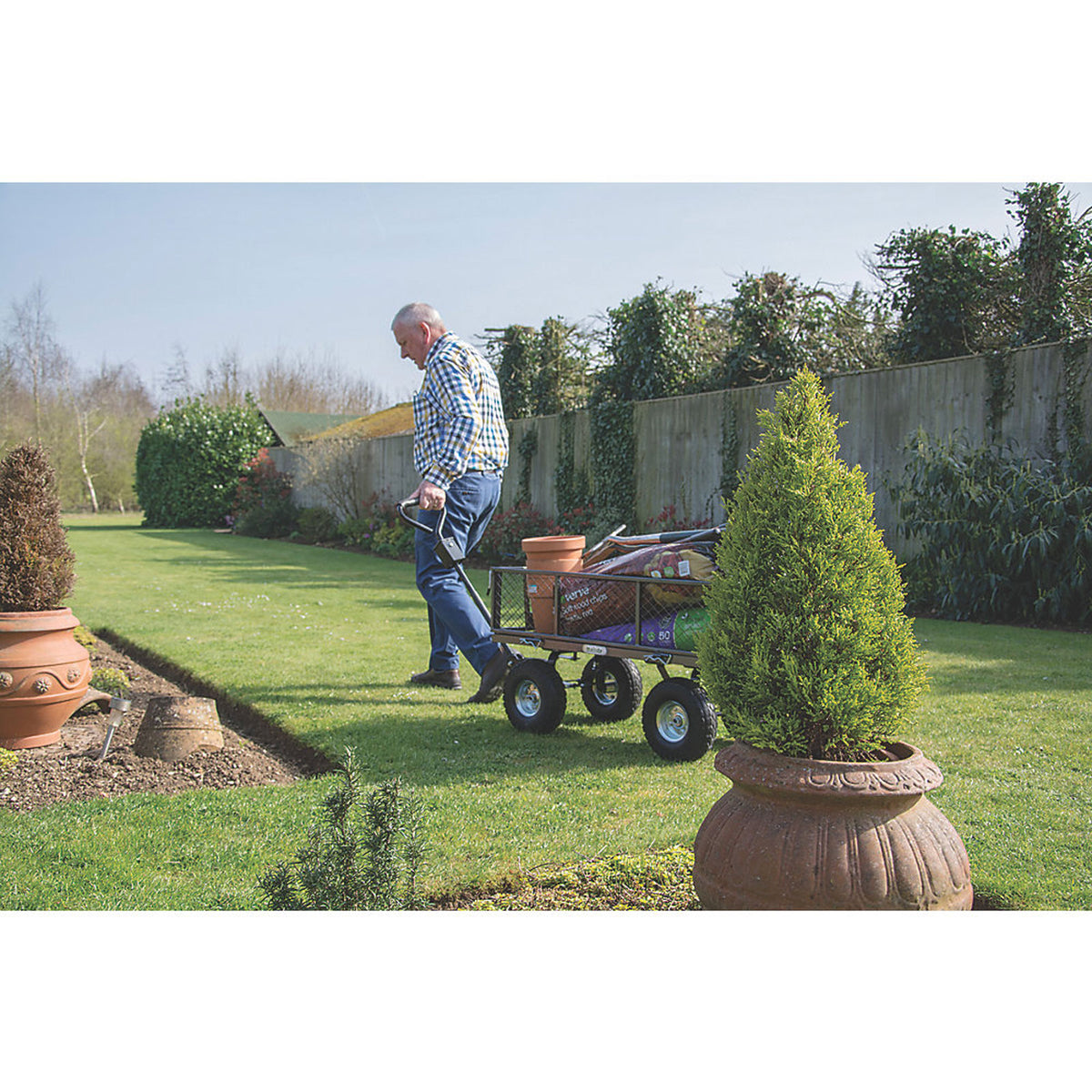 Handy Garden Trolley Small Wheeled Portable Up To 200kg Load Removable Sides - Image 3