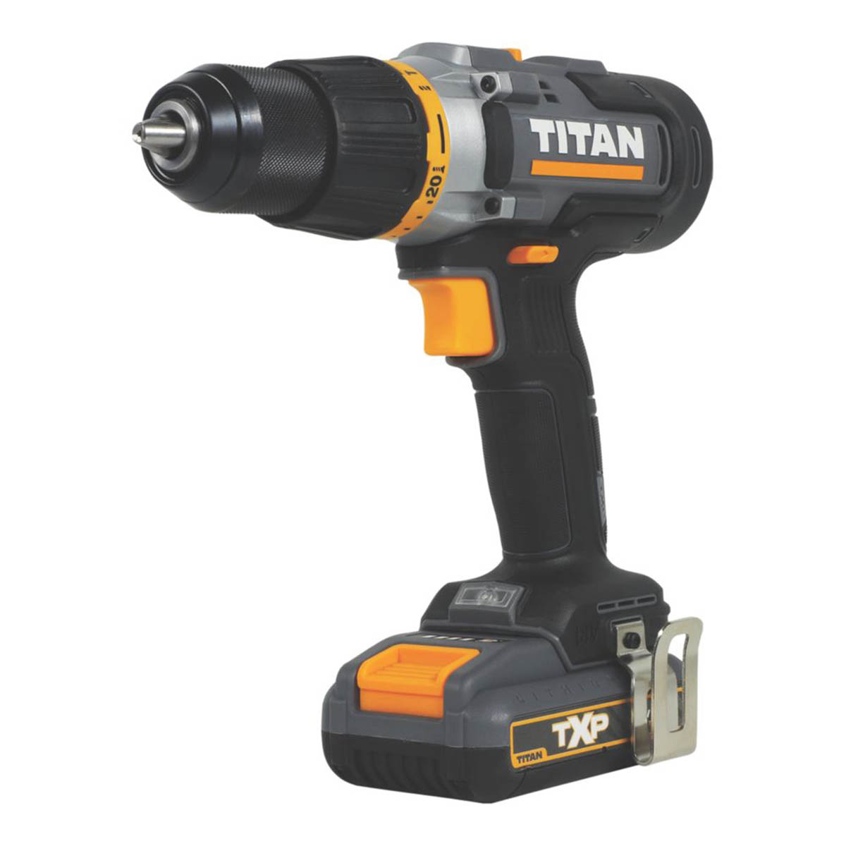 Titan Combi Drill Cordless 18V 2x2.0Ah Li-Ion TTI1257COM Soft Grip Compact - Image 2