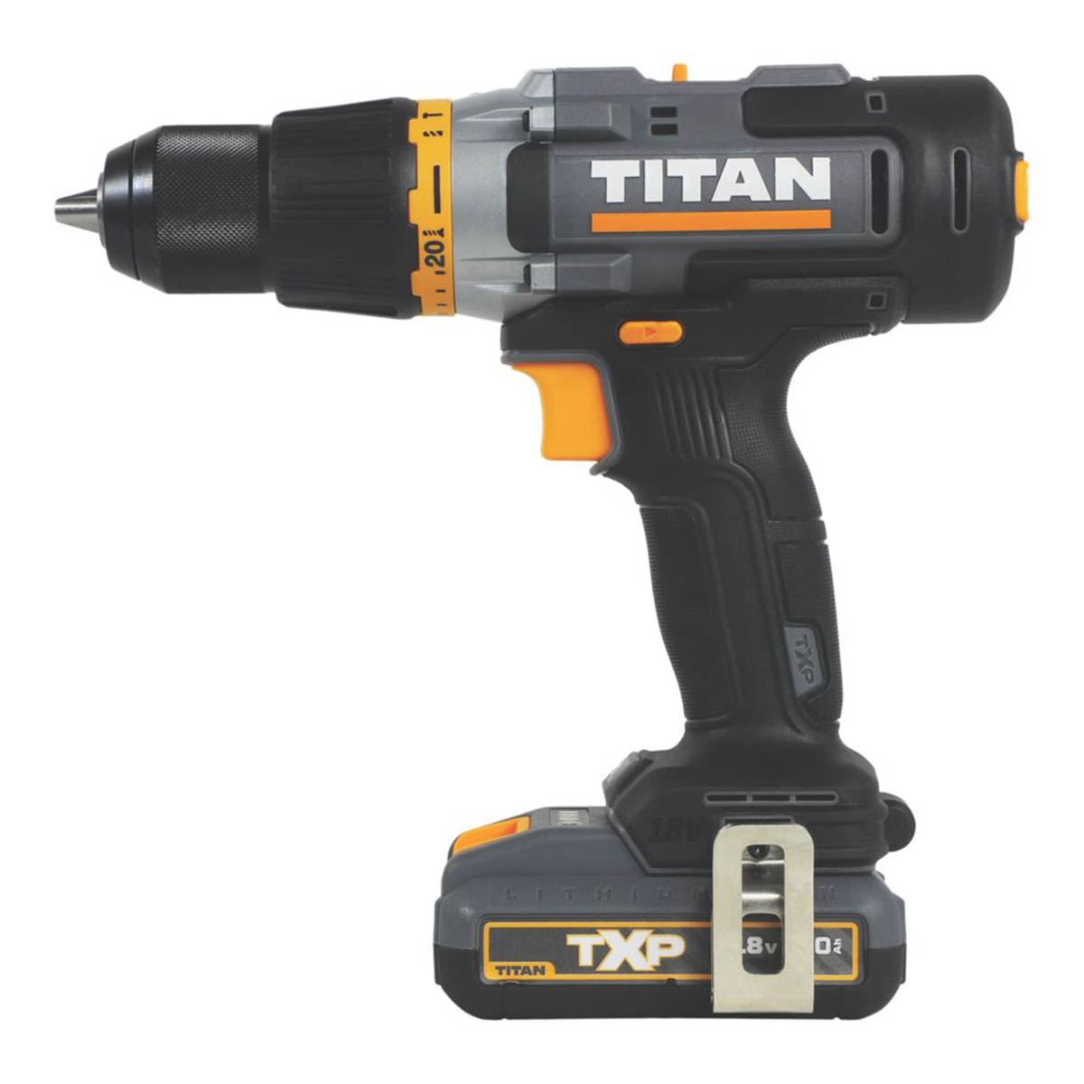 Titan Combi Drill Cordless 18V 2x2.0Ah Li-Ion TTI1257COM Soft Grip Compact - Image 3
