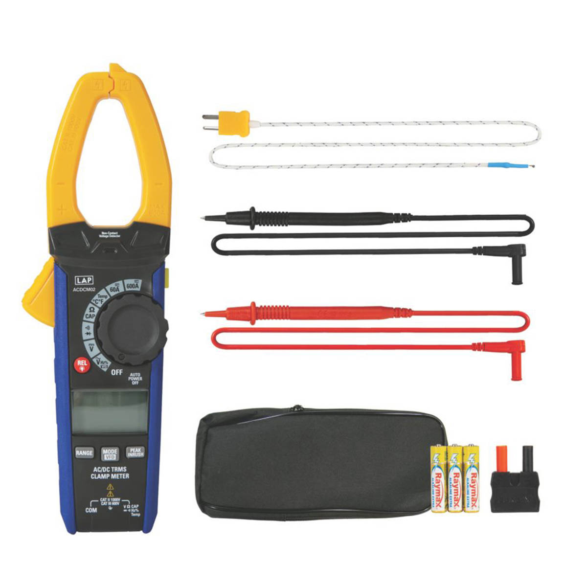 LAP Digital Clamp Meter 600A AC/DC True RMS CAT III LCD Display REL VFD - Image 2