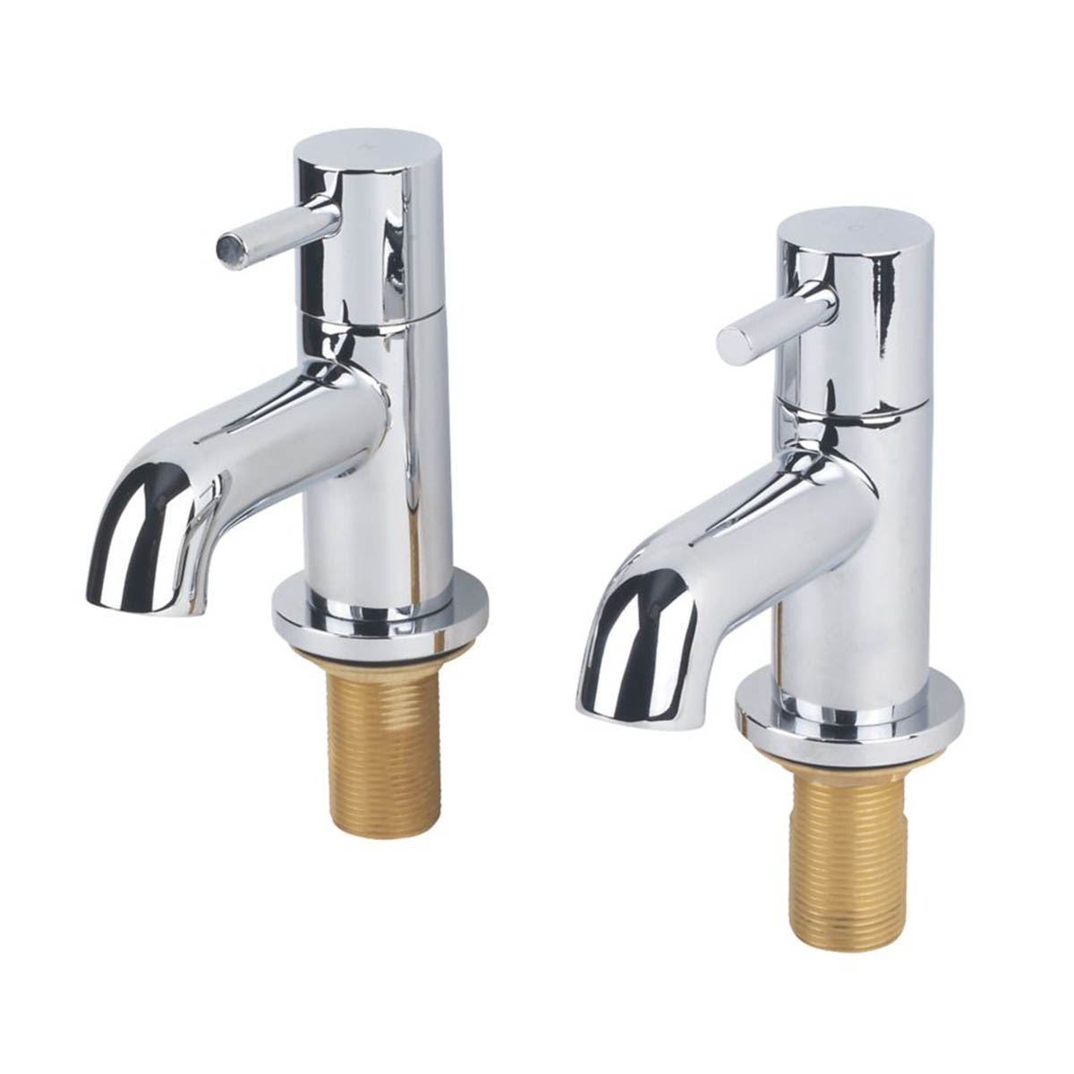 Swirl Bath Pillar Taps Sink Brass Chrome Double Lever Deck Mounted Contemporary - Image 1