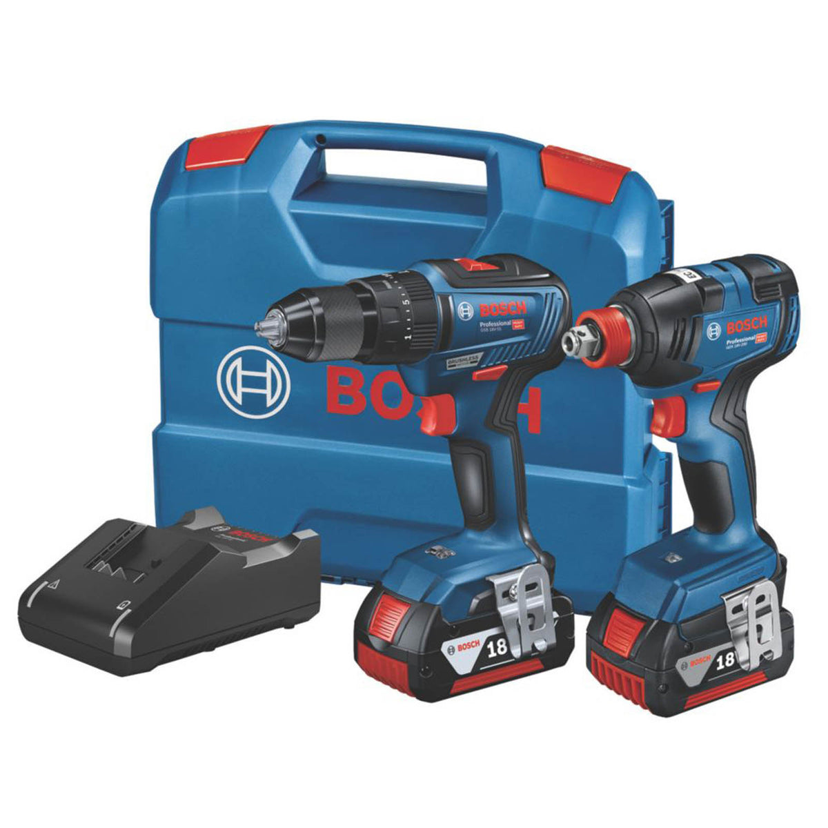 Bosch Combi Drill Impact Driver Set Cordless 18V 2x5.0Ah Li-Ion 0615990M71 - Image 1