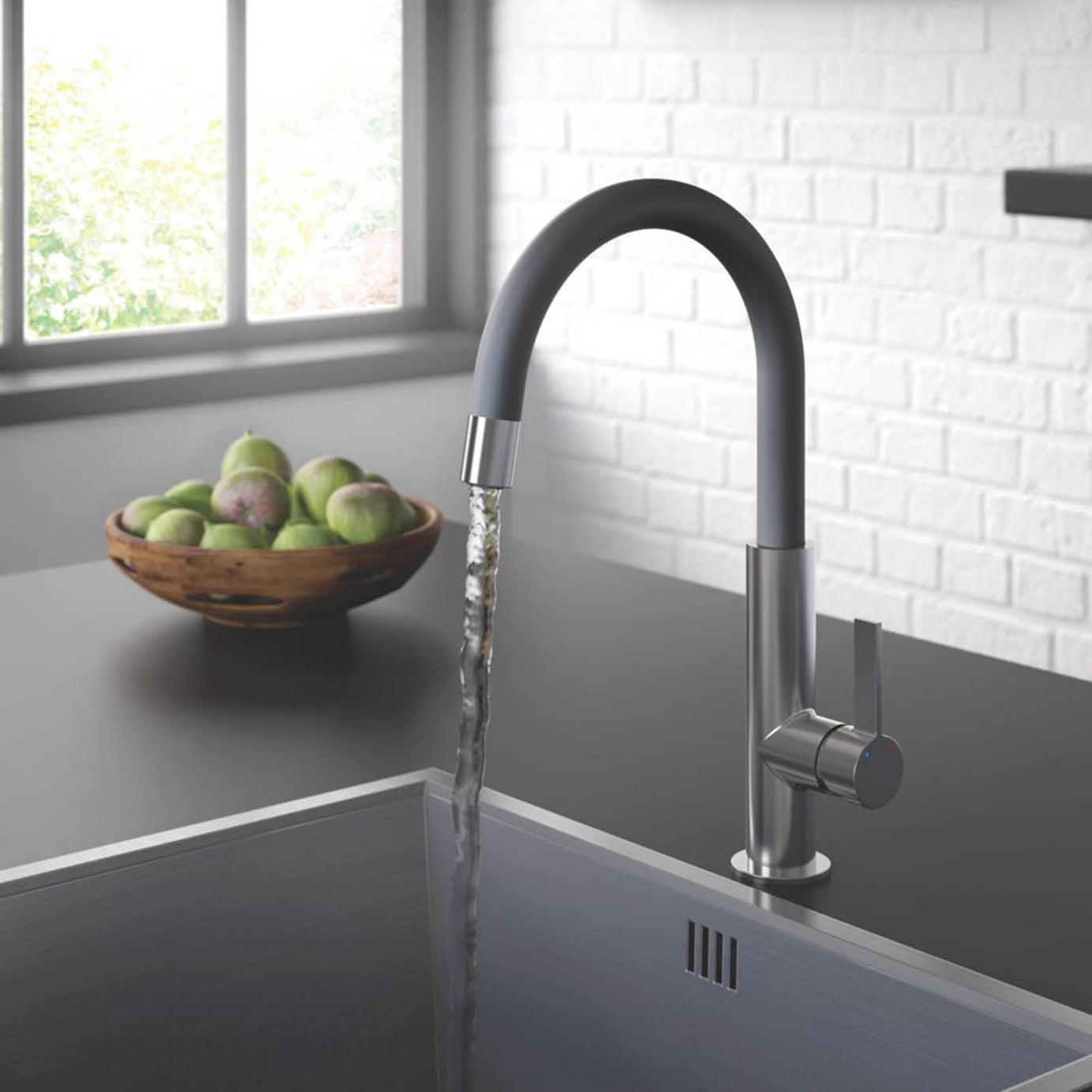 Bristan Kitchen Sink Mixer Tap Mono Brass Single Lever Chrome Black Modern - Image 3