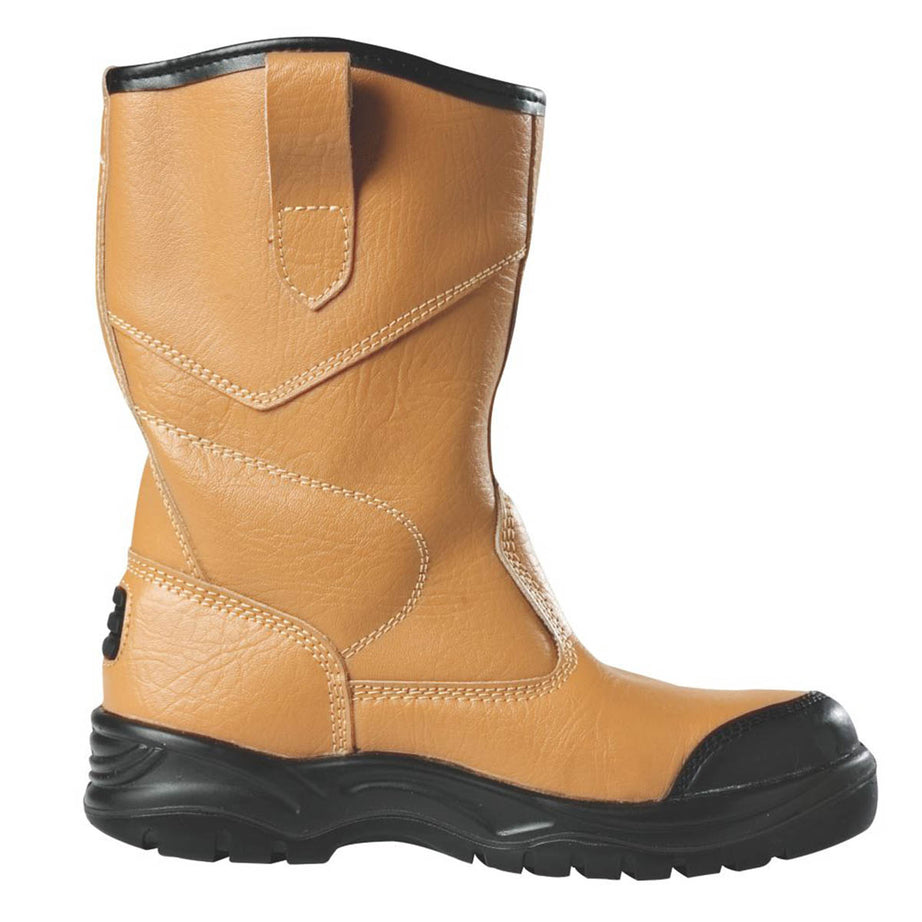 Site Mens Safety Rigger Boots Wide Fit Steel Toe Tan Slip On Leather Size 10 - Image 4
