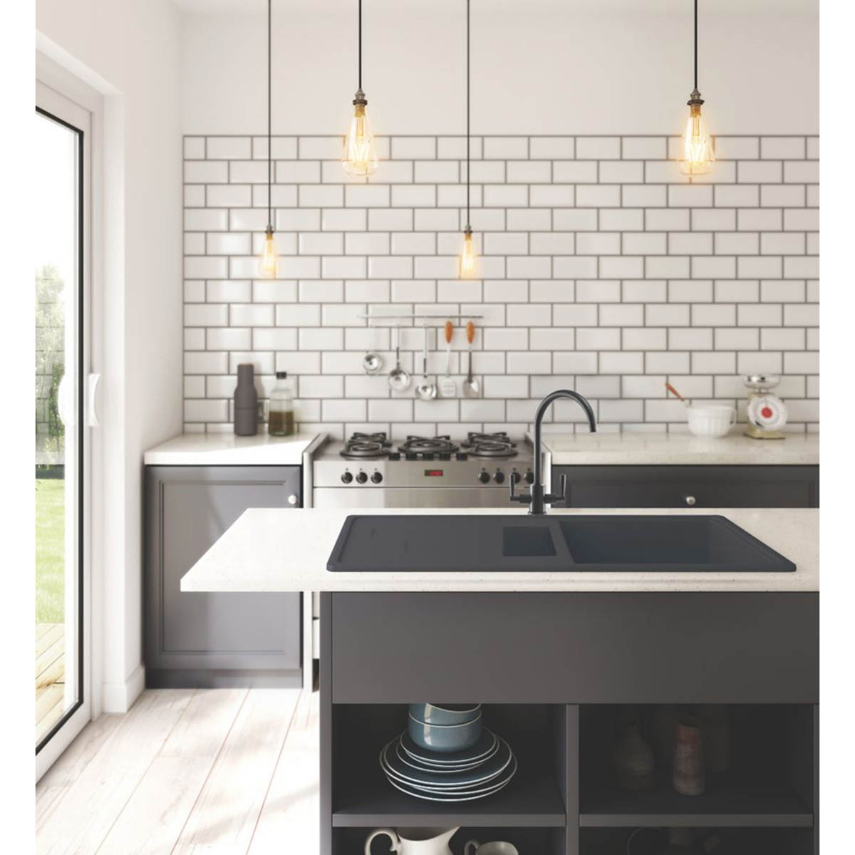 Kitchen Tap Mono Mixer Double Lever Swivel Spout Matt Black Brass Modern Faucet - Image 2