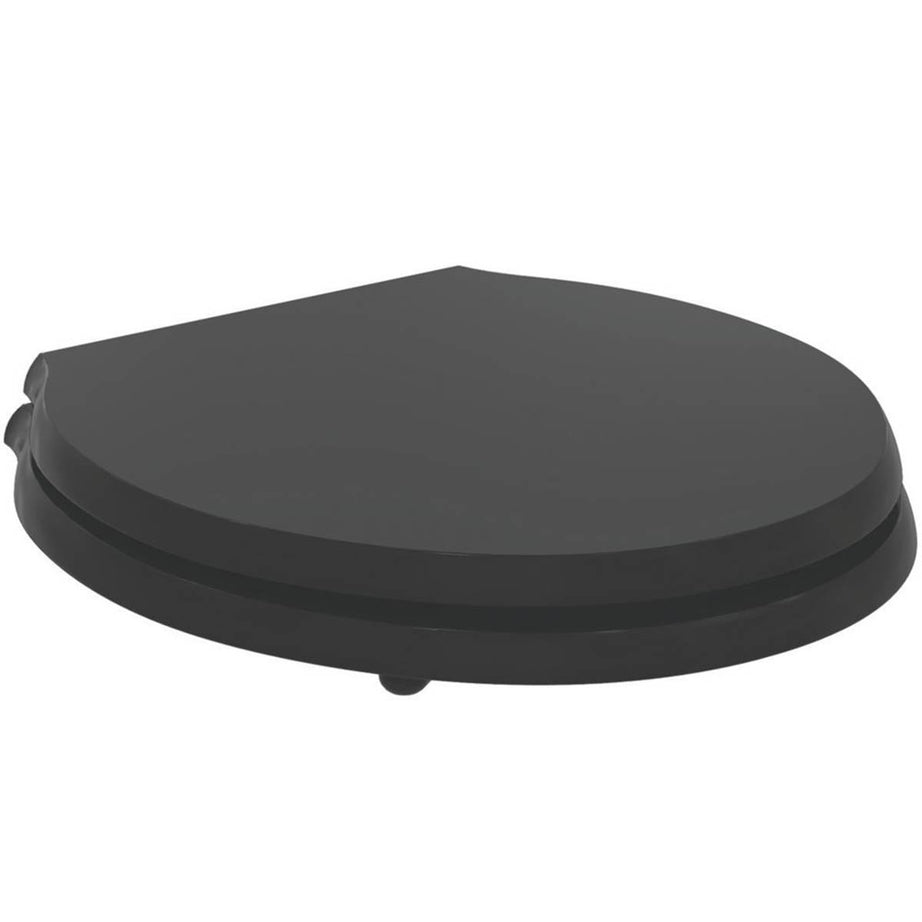 Ideal Standard Toilet Seat Solid Wood Matt Black Standard Round Durable - Image 1