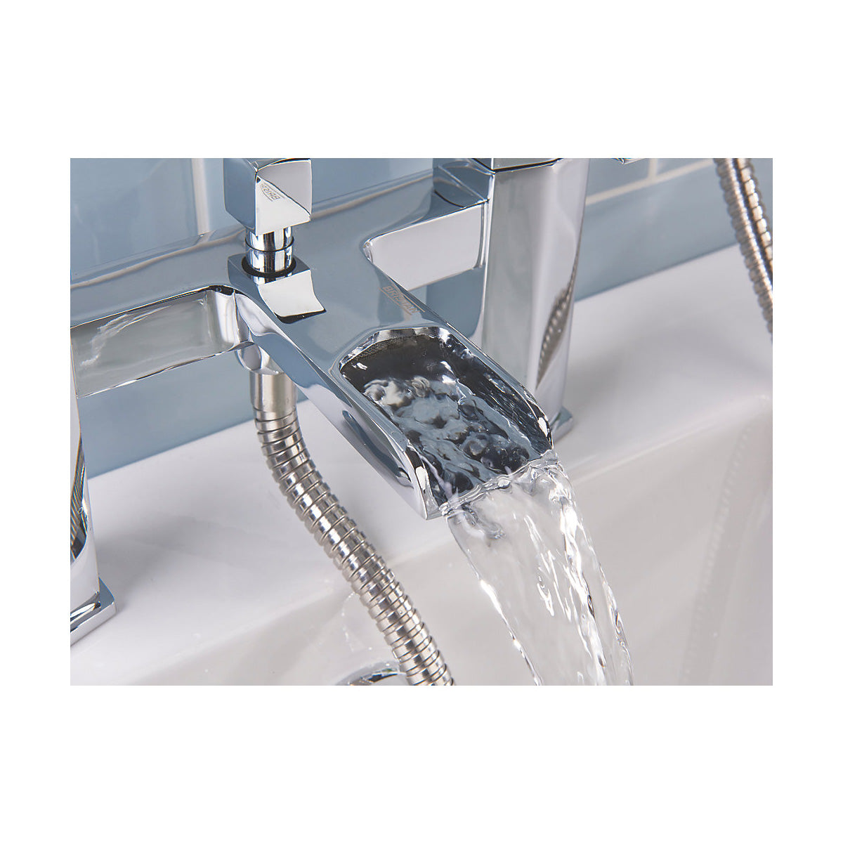 Bristan Bath Filler Tap Shower Mixer Waterfall Chrome Double Lever Square Head - Image 4