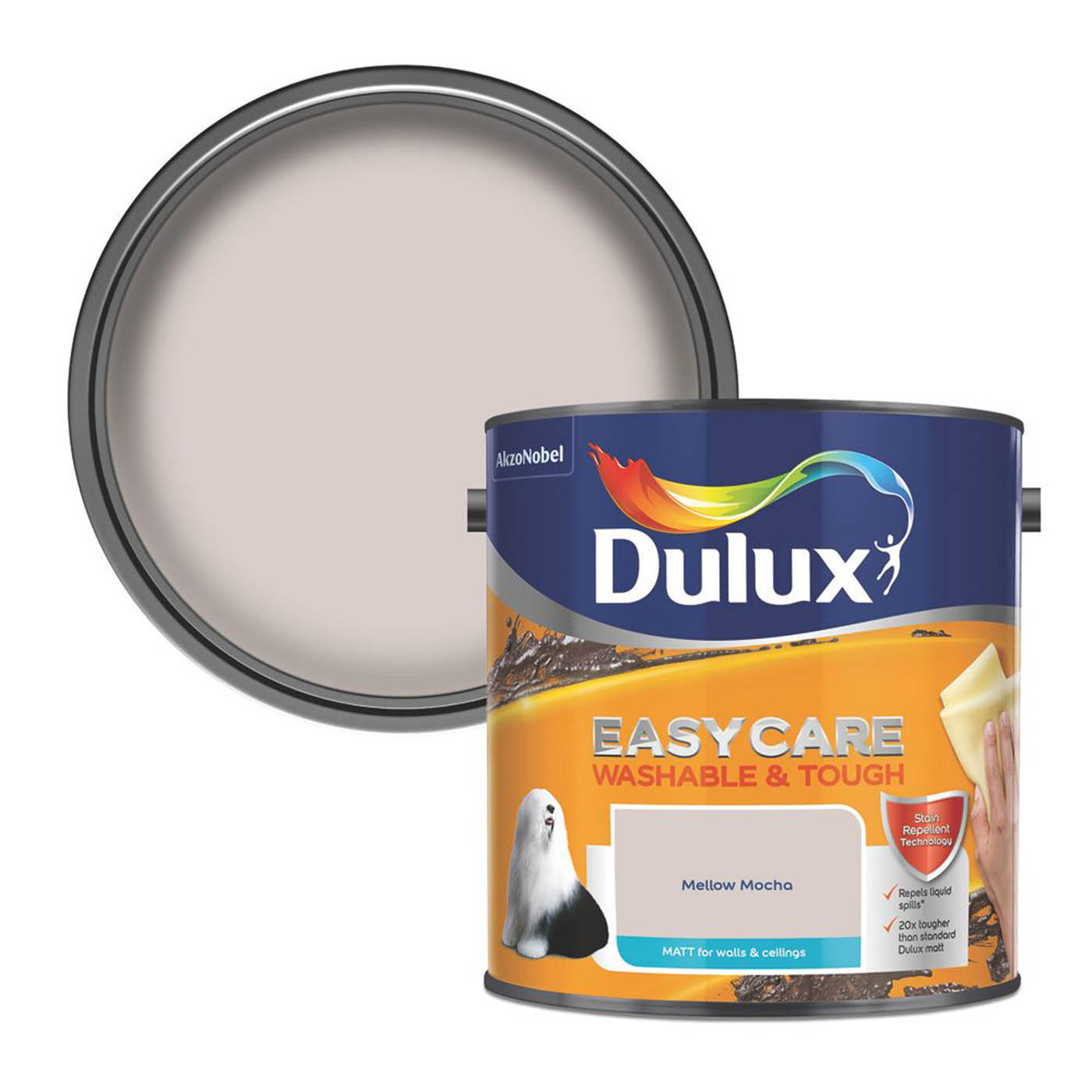 Dulux EasyCare Washable & Tough 2.5Ltr Mellow Mocha Matt Emulsion  Paint - Image 1