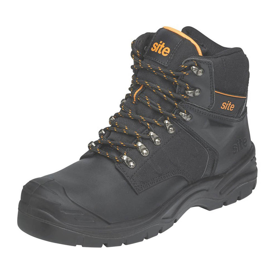 Site Safety Boots Mens Standard Fit Black Leather Waterproof Steel Toe Size 7 - Image 1