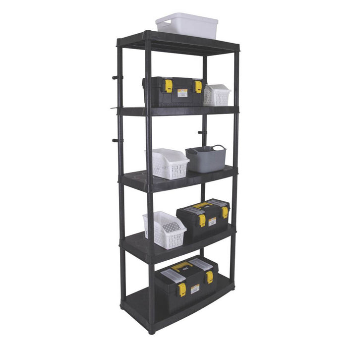 Shelving Unit 5 Tier Garage Storage Racking Plastic Black 850 x 400 x 1900mm - Image 2