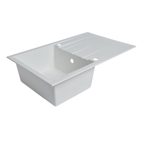 Kitchen Sink 1 Bowl Reversible Drainer White Plastic Resin Inset Rectangular - Image 1