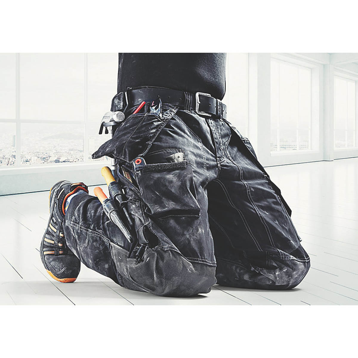 Snickers Work Trousers Mens Twisted Leg Grey Black Multi Pockets 31"W 32"L - Image 3