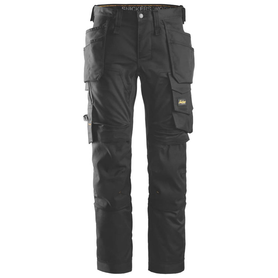 Snickers Mens Work Trousers Stretch Black Slim Fit Holster Pockets 33" W 30" L - Image 1