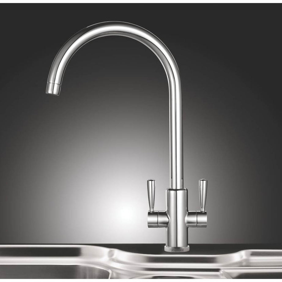 Kitchen Mixer Tap Mono Mixer Double Lever Chrome Swivel Spout Modern Faucet - Image 2