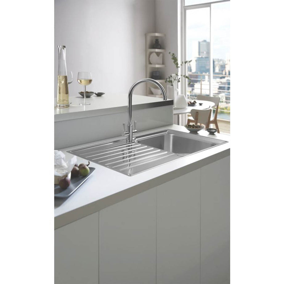 Kitchen Mixer Tap Mono Mixer Double Lever Chrome Swivel Spout Modern Faucet - Image 3