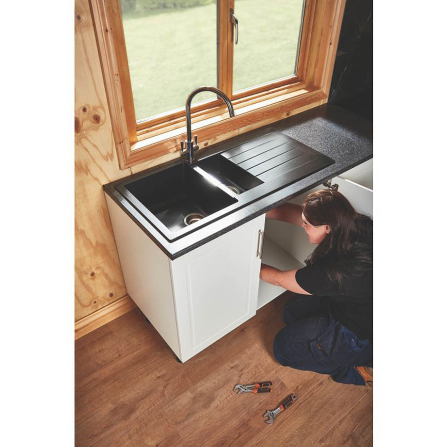 Kitchen Mixer Tap Mono Mixer Double Lever Chrome Swivel Spout Modern Faucet - Image 4