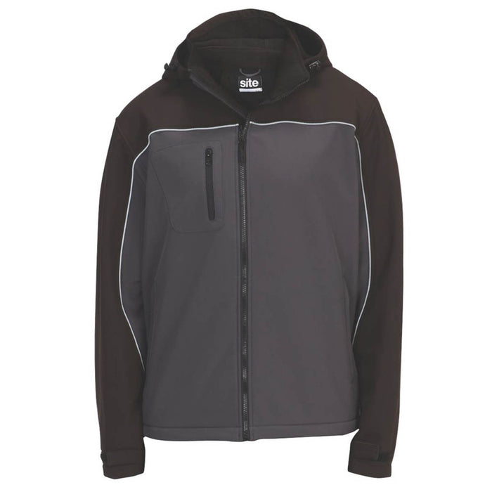 Mens Softshell Jacket Black Grey Water-Resistant Pockets Zip X Large 56" Chest - Image 1