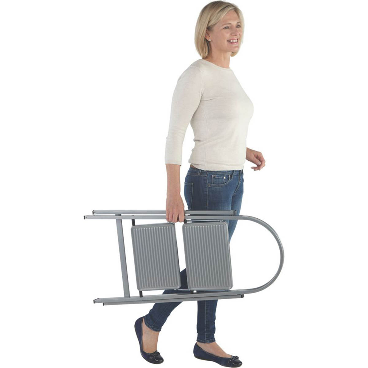 Werner Folding 2 Step Stool With Platform Steel 450mm Anti Slip Ladder - Image 2