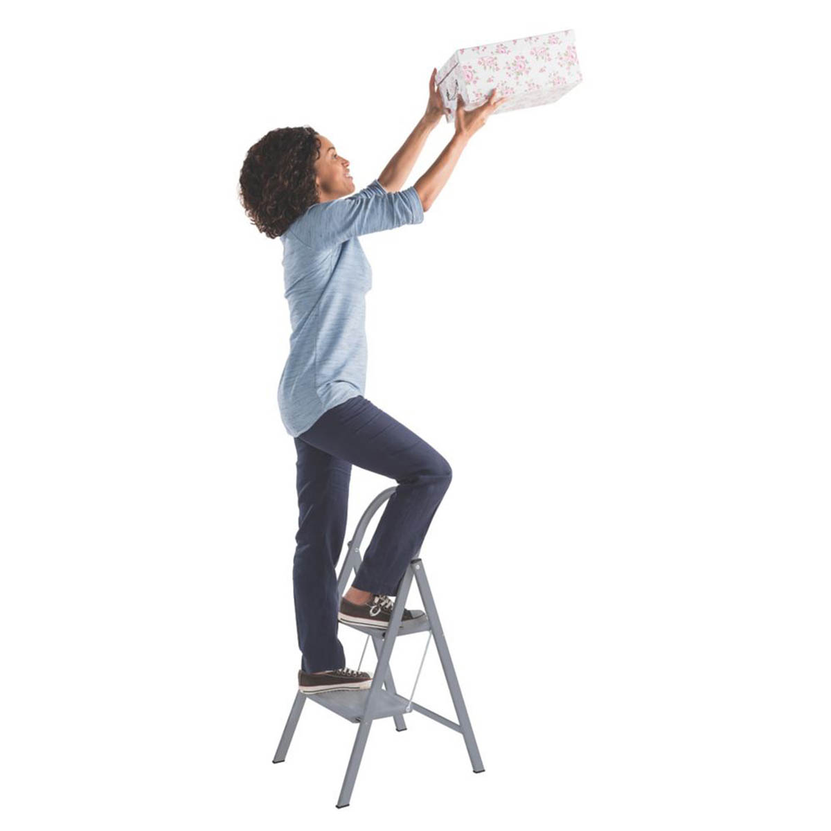 Werner Folding 2 Step Stool With Platform Steel 450mm Anti Slip Ladder - Image 3