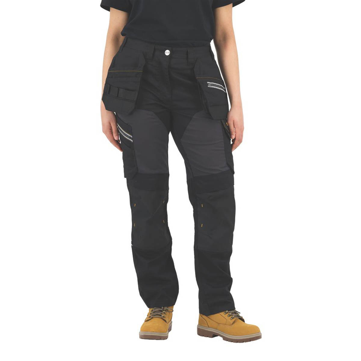 Site Work Trousers Womens Regular Fit Black Grey Multi Pockets Size 14 31"L - Image 4