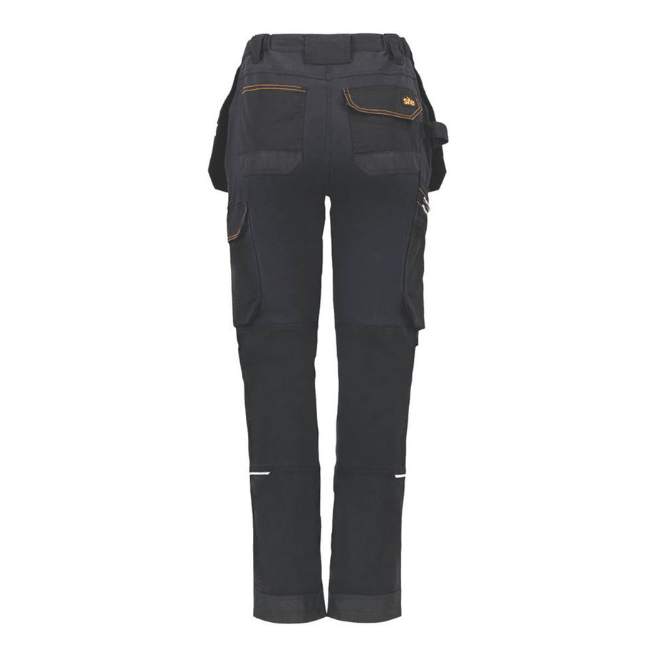 Site Work Trousers Womens Regular Fit Black Grey Multi Pockets Size 14 31"L - Image 6