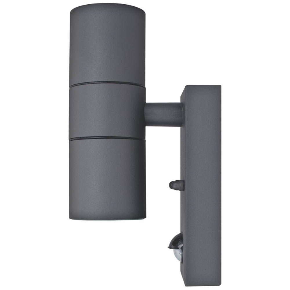 Wall Light Outdoor PIR Photocell Steel Black IP54 Garden Home 35W 220-240V - Image 2