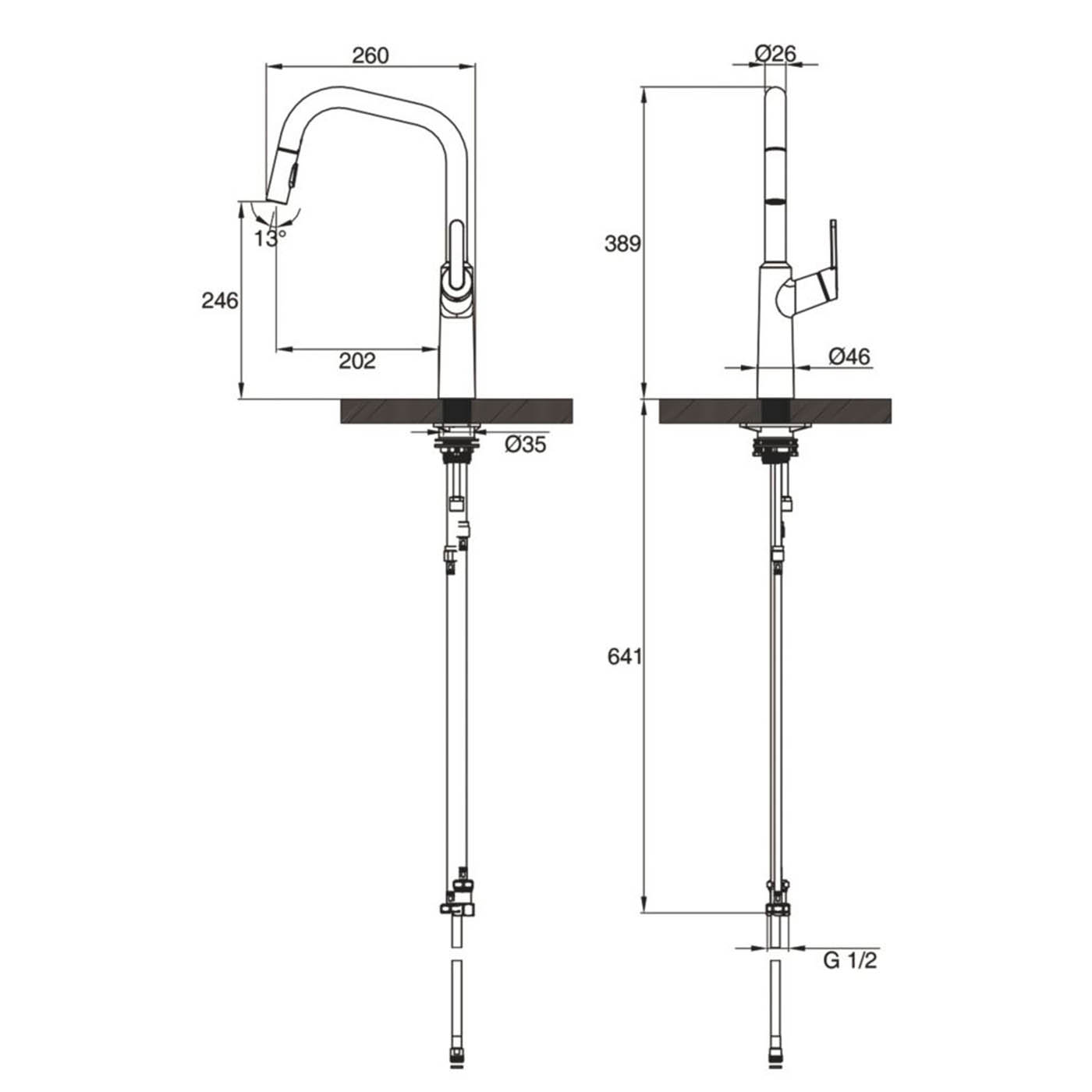 Clearwater Kitchen Sink Tap Pull-Out Santor Single Lever Brushed Brass PVD - Image 6