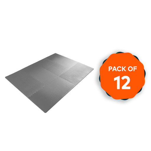 Interlocking Floor Tiles Grey Foam Mat Heavy Duty Flooring 60x60cm Pack Of 12 - Image 1