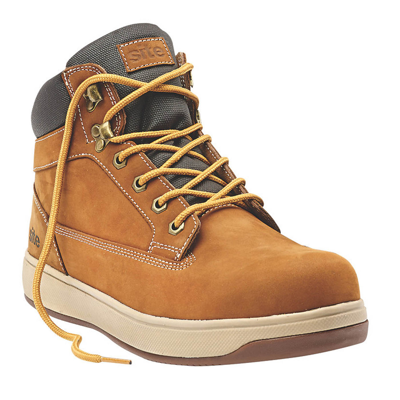 Site Safety Boots Mens Wide Fit Dark Honey Leather Lightweight Steel Toe Size 12 - Image 1