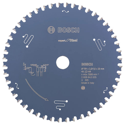 Bosch Circular Saw Blade Expert Fine Cut Steel 48T For Handheld Saws 184x20mm - Image 1