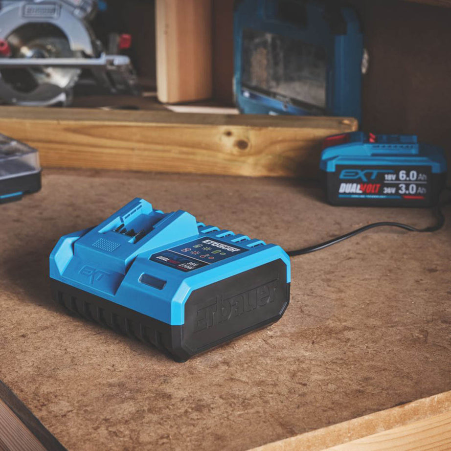 Erbauer Battery Fast Charger EXT Dual 36V/18V 12A Compact Powerful Lightweight - Image 3