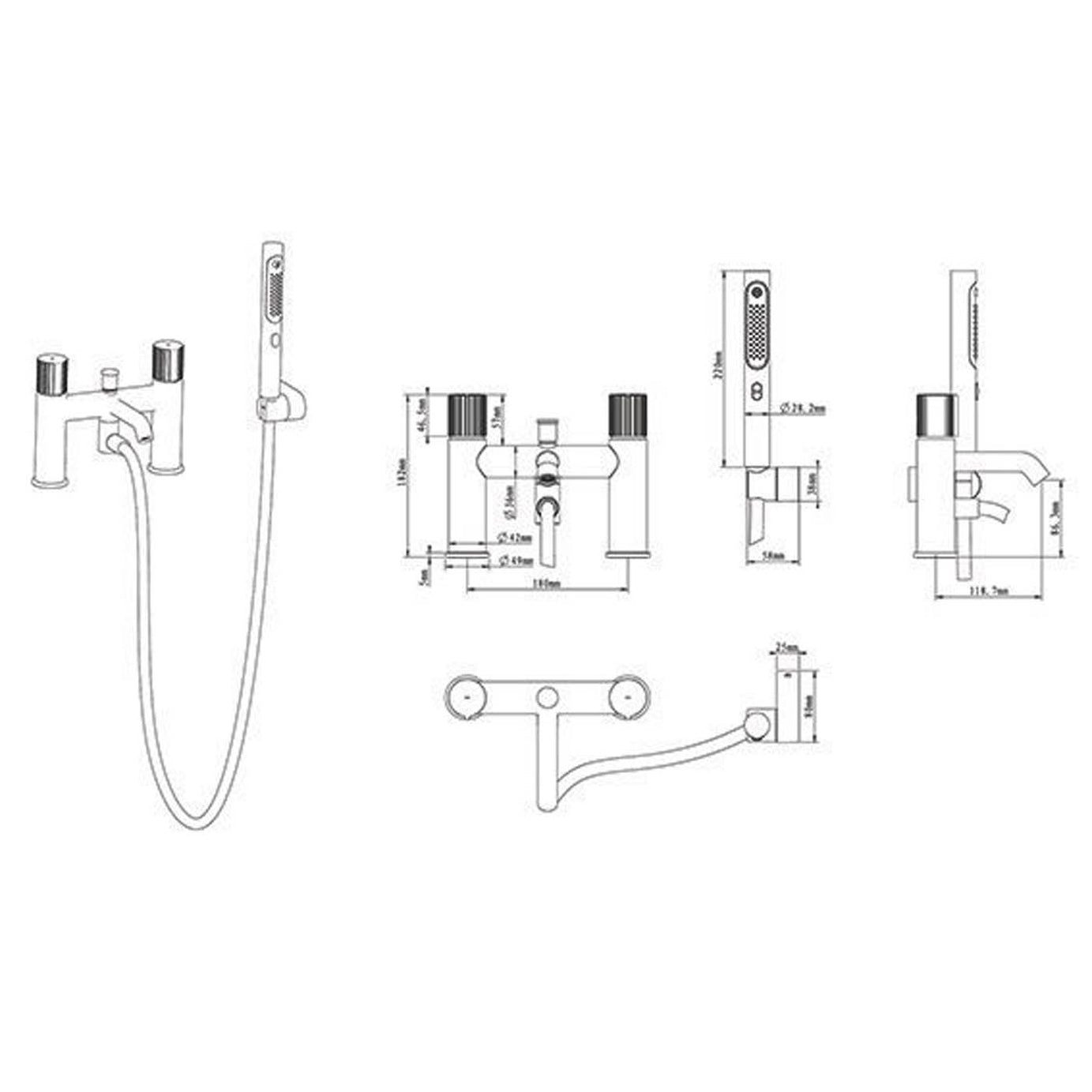 Swirl Gallen Chrome 228mm Deck Mounted Dual Control Manual Shower Mixer Tap - Image 6