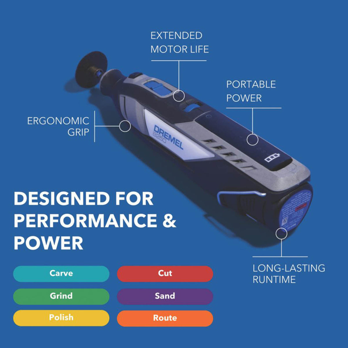 Dremel 8250-5/65 12V 2 x 2.0Ah Li-Ion  Brushless Cordless Multi-Tool with Accessories 71 Piece Set - Image 5