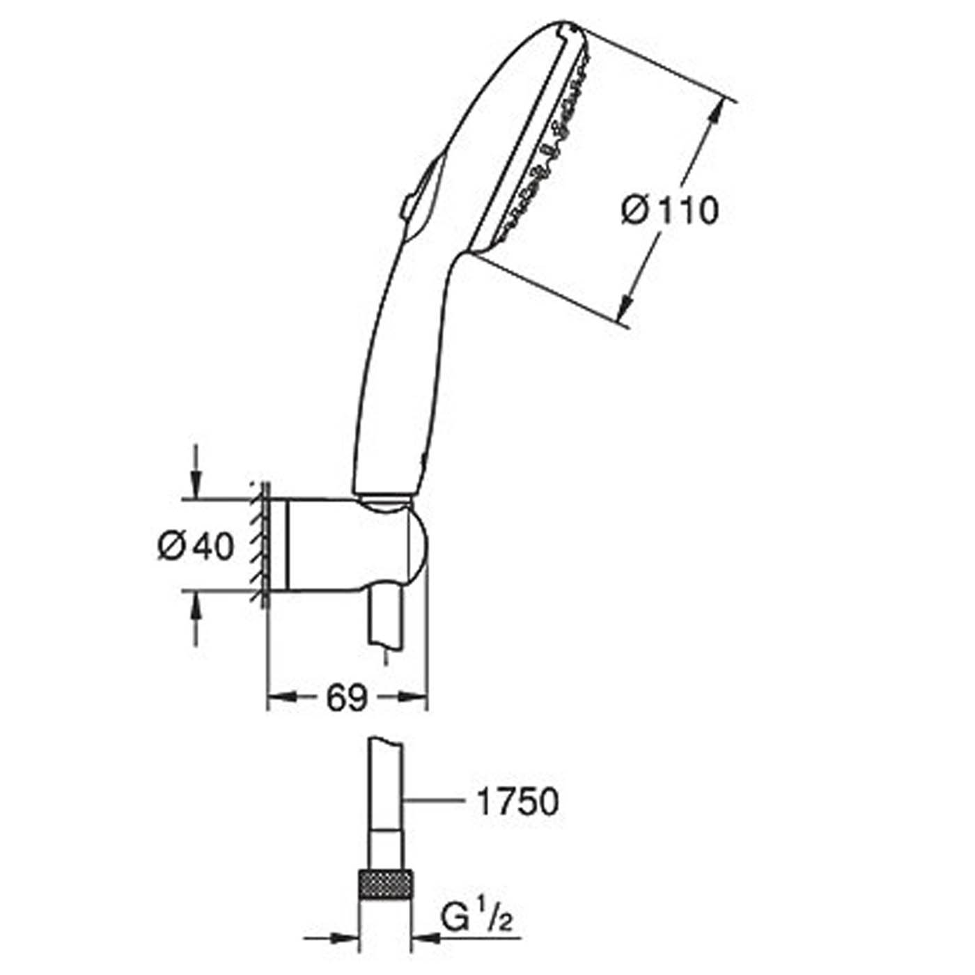 Grohe Vitalio Start 110 Shower Set Chrome - Image 2