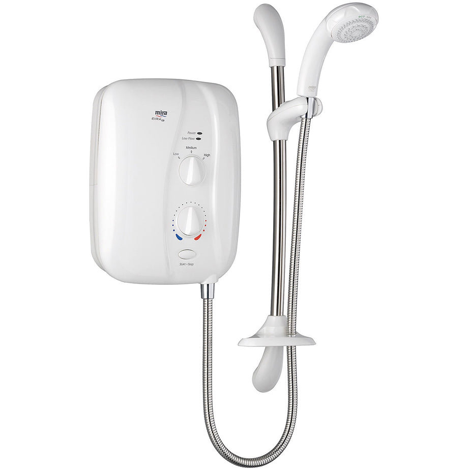Mira Electric Shower 9.8kW White Chrome 4 Spray Patterns Round Head Bathroom - Image 1