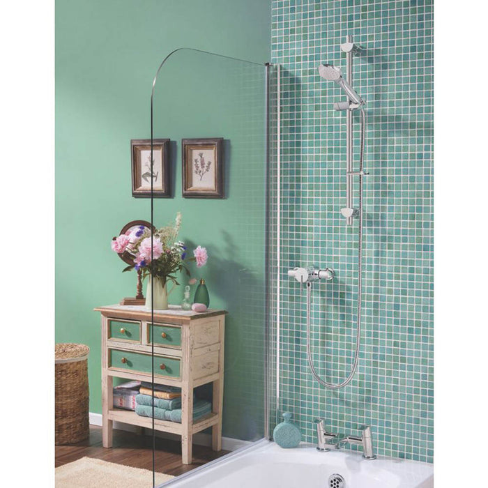 Mixer Shower Set Round Head Chrome Bathroom Thermostatic Single-Spray Rear Fed - Image 3