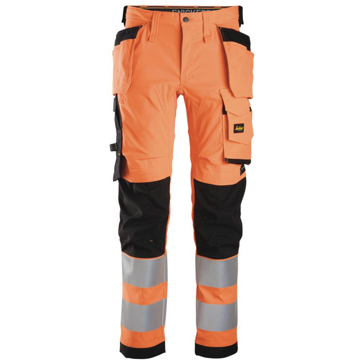 Snickers Hi-Vis Work Trousers Mens Slim Fit Orange Multi Pockets Cargo 33W 32L - Image 1