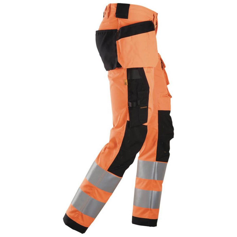 Snickers Hi-Vis Work Trousers Mens Slim Fit Orange Multi Pockets Cargo 33W 32L - Image 2