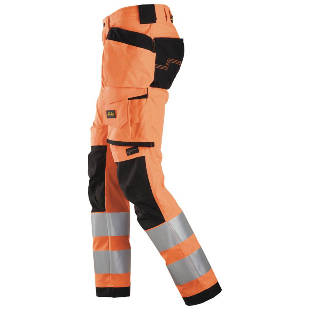 Snickers Hi-Vis Work Trousers Mens Slim Fit Orange Multi Pockets Cargo 33W 32L - Image 4