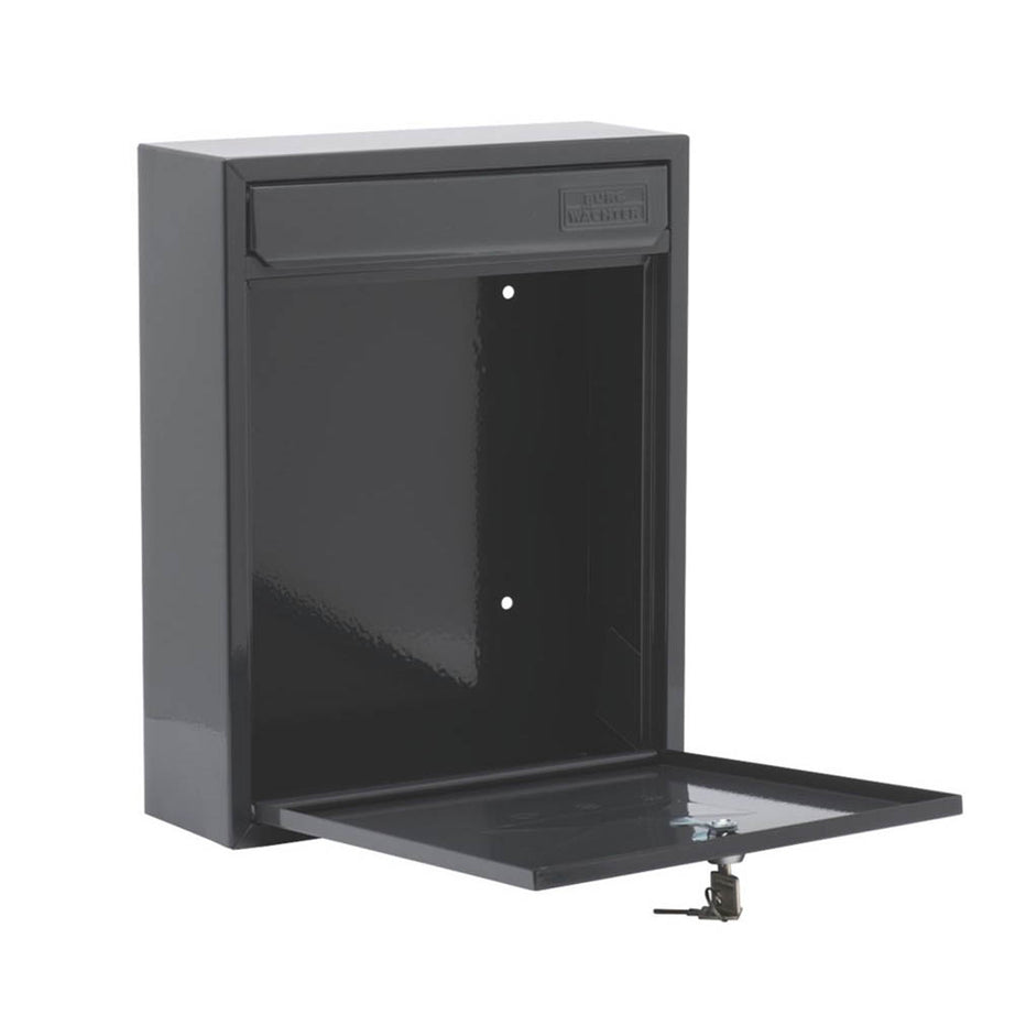 Post Letter Box Wall Mounted Galvanised Steel Anthracite Compact Outdoor 2 Keys - Image 2