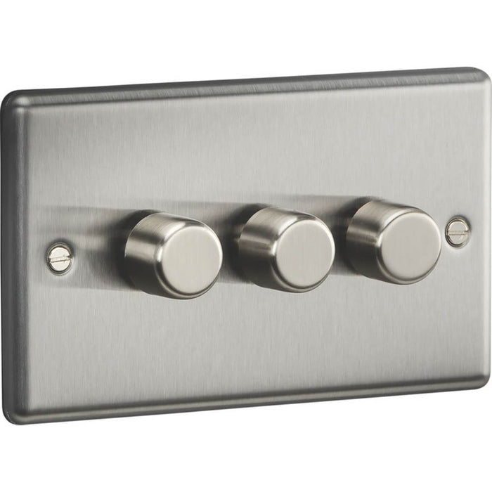 Knightsbridge  3-Gang 2-Way LED Intelligent Dimmer Switch  Brushed Chrome - Image 2