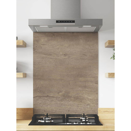 Kitchen Splashback Aluminium Nordic Oak Brown Timber Hob 600 x 800 x 4mm - Image 1