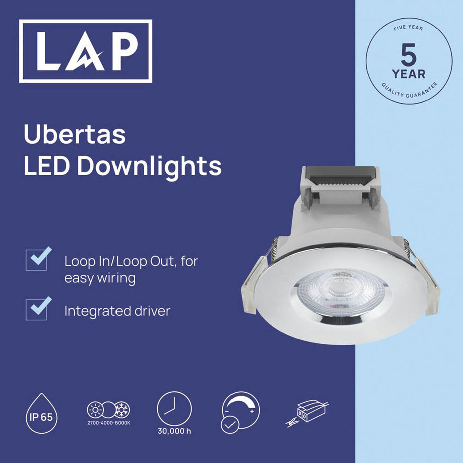 LAP Downlight Integrated LED Variable White Polished Chrome Dimmable 10 Pack - Image 2