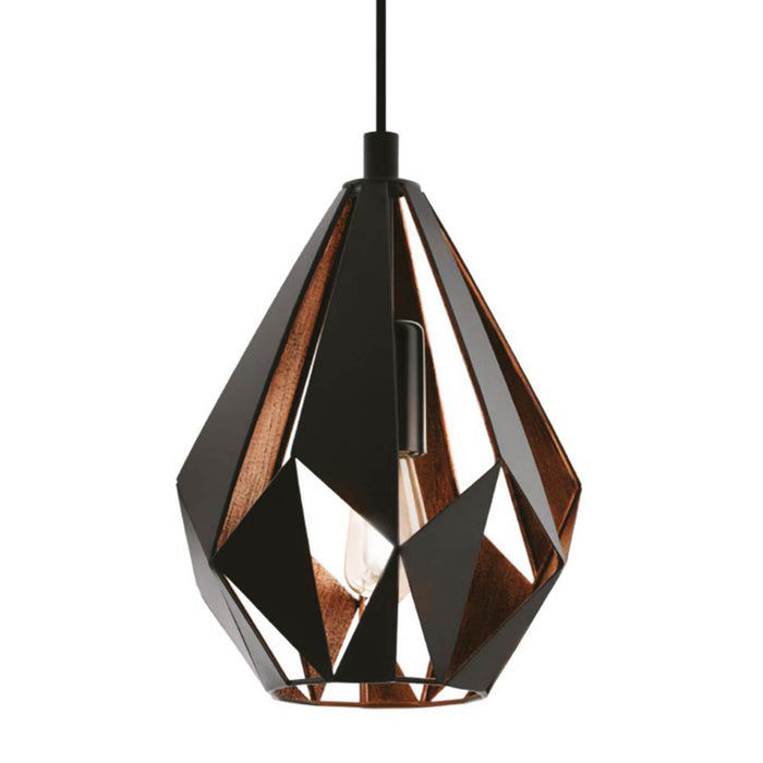 Pendant Ceiling Light Diamond Shape Black/Copper Metal Geometric Vintage Modern - Image 2