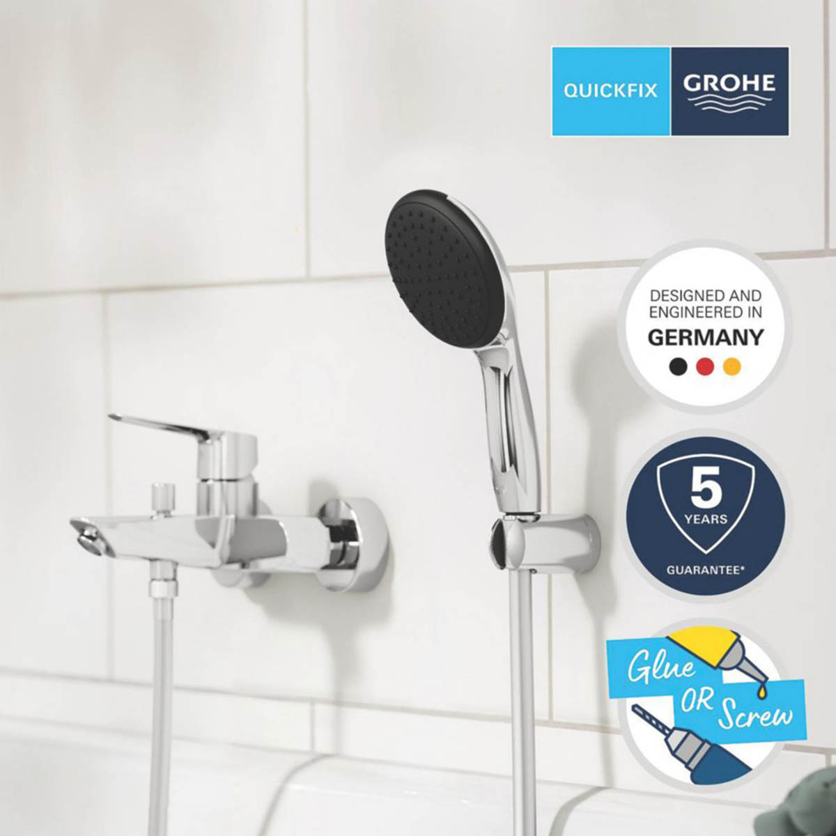Grohe Start Chrome 251mm Wall Mounted Single Control Manual Shower Mixer Tap - Image 4