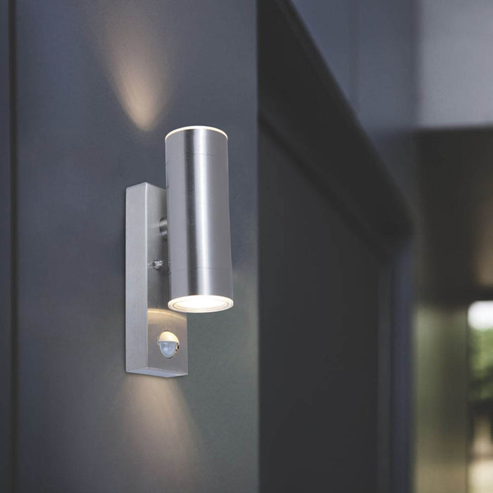 Outdoor Wall Light With PIR Sensor Dusk To Dawn LED Silver 3000K IP44 9W 760Lm - Image 2