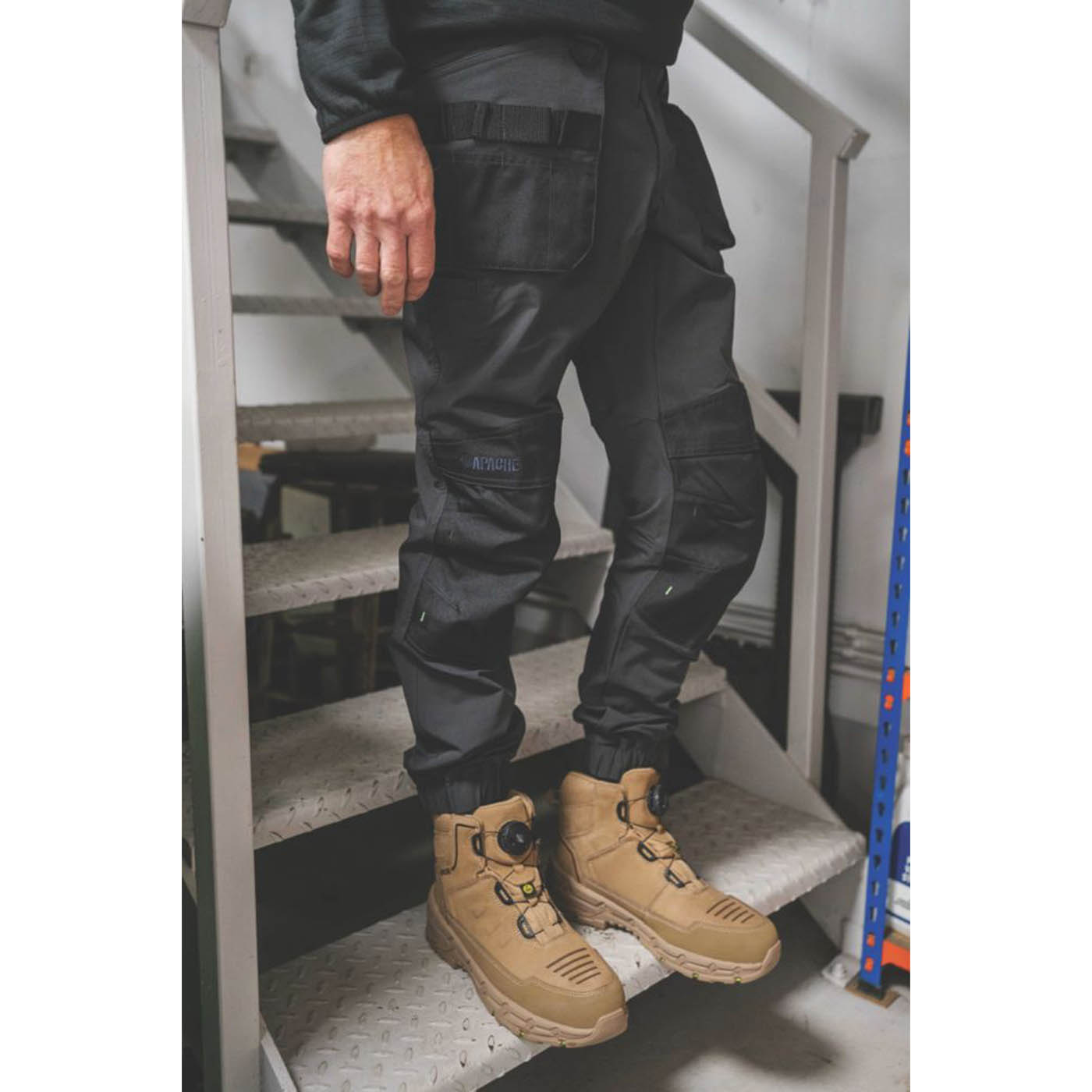 Apache Work Trousers Mens Slim Fit Grey Black Stretch Multi Pocket Cargo 38W 31L - Image 2