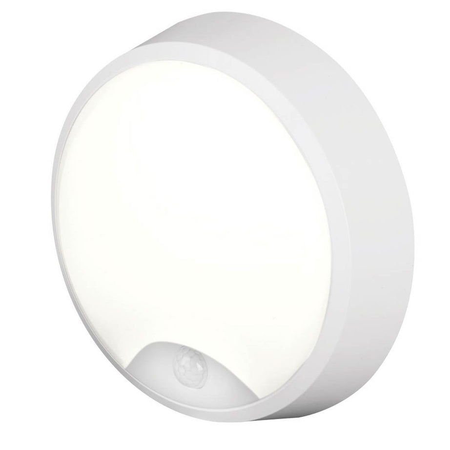 Outdoor LED Bulkhead Round Wall Ceiling With PIR Sensor White 12.5W 1100lm - Image 1